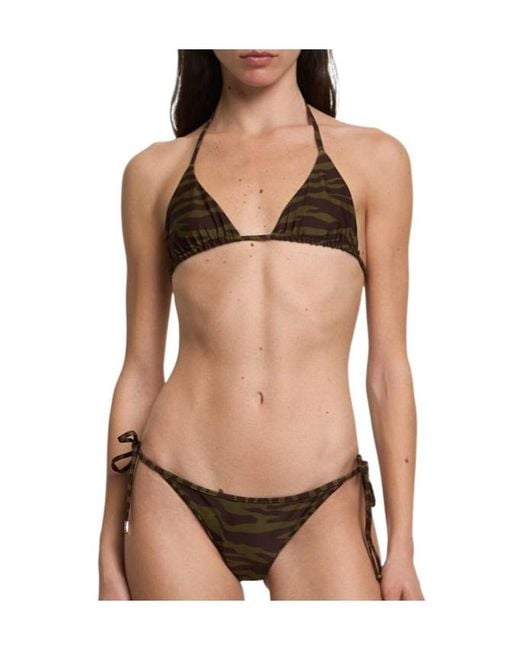The Attico White Zebra Print Lycra Triangle Bikini