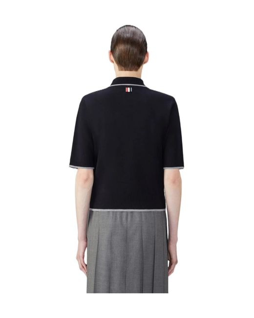 Thom Browne Black Rwb Wool Polo Shirt for men