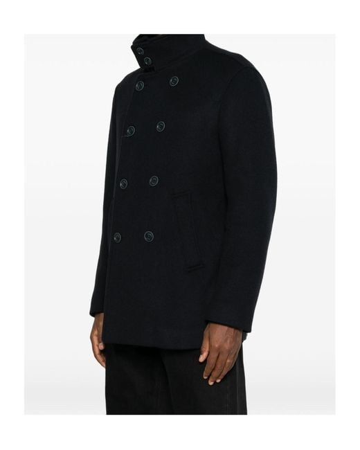 Herno Black Double-Breasted Coat for men