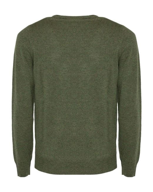 Kangra Cashmere Green Kangra Crew Neck Slim Fit Sweater for men