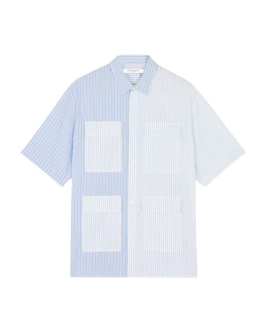 Maison Kitsuné Blue Colour-Block Striped Shirt for men