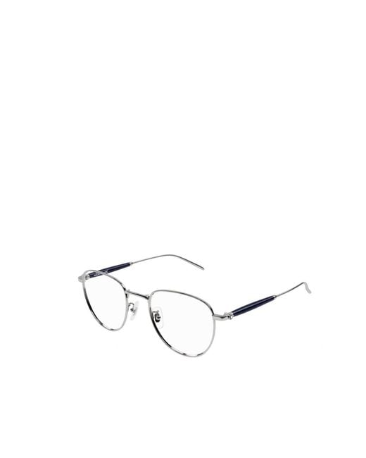 Montblanc White Eyewear Round Frame Glasses for men