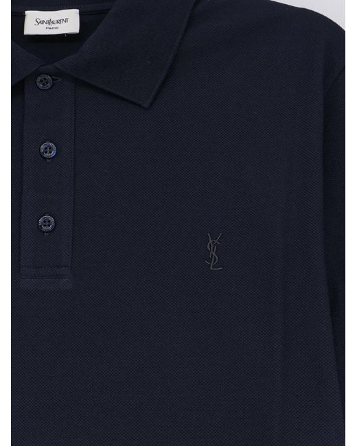 Saint Laurent Blue Collared Short-Sleeved Polo Shirt for men