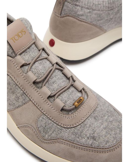 Tod's Gray Sportiva 79K Panelled Knit Sneakers