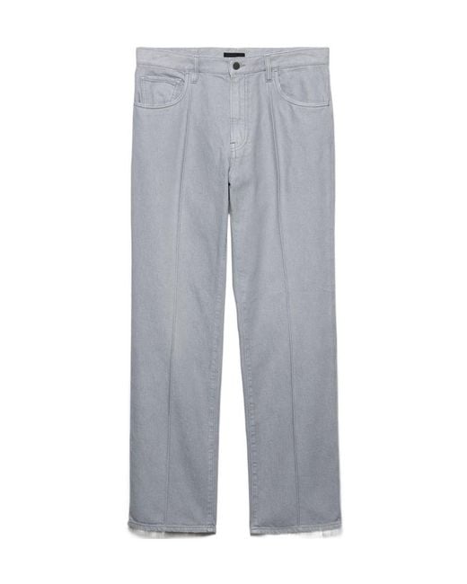 Prada Gray Logo Patch Straight-Leg Jeans for men