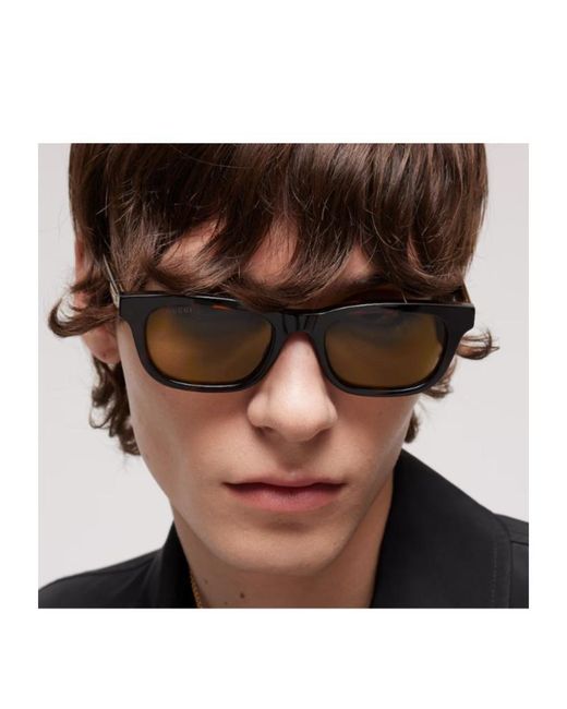 Gucci Metallic Rectangular-Frame Sunglasses for men