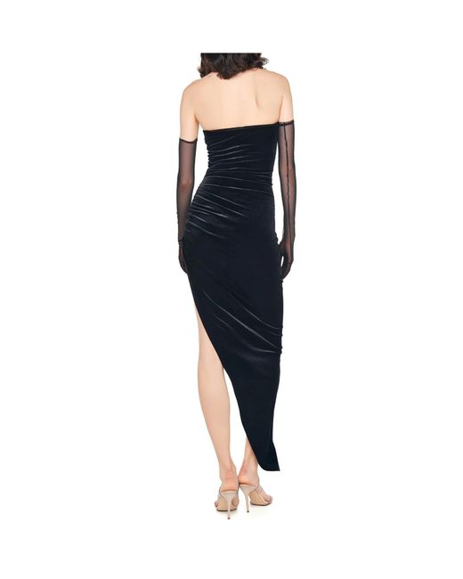 Norma Kamali Black Strapless Velvet Midi Dress