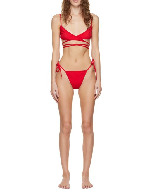 Balenciaga Red Wrap Bikini Set