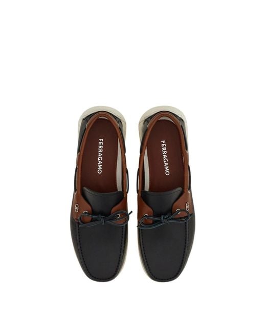Ferragamo Brown Round Toe Loafers for men