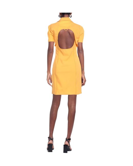 Jacquemus Yellow Solid-Color Wool Short-Sleeve Dress