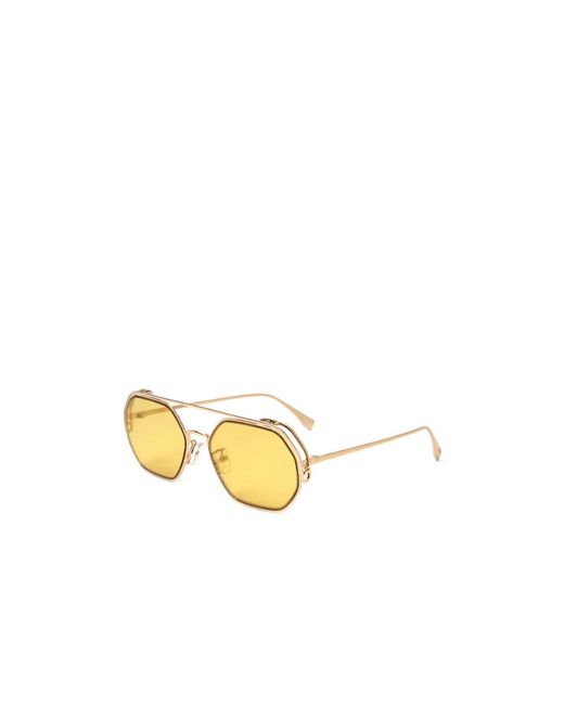 Fendi Metallic Eyewear Geometric Frame Sunglasses