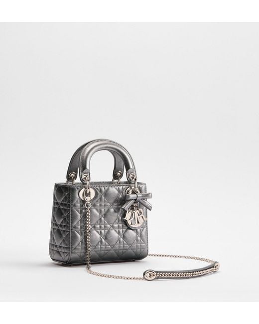 Dior Gray Mini Lady Bag With Chain