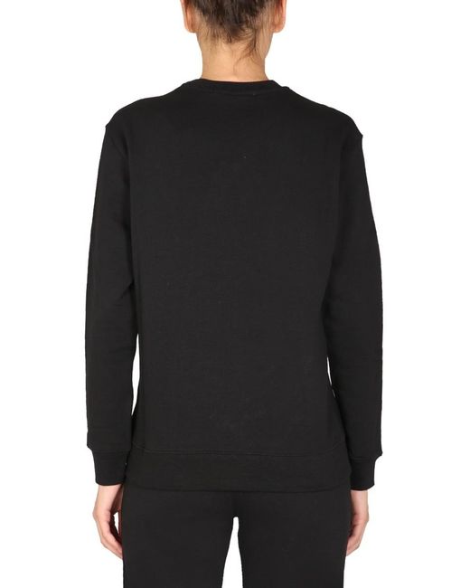 MSGM Black Logo-Print Crew Neck Sweatshirt