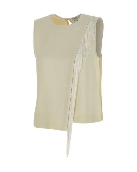 Kaos Natural Fringe-Detail Sleeveless Top