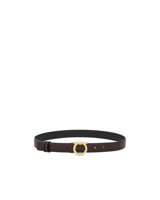 Ferragamo White Gancini-Buckle Leather Belt