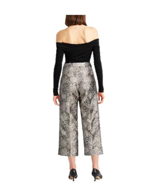 Max Mara Gray Patterned Straight-Leg Pants
