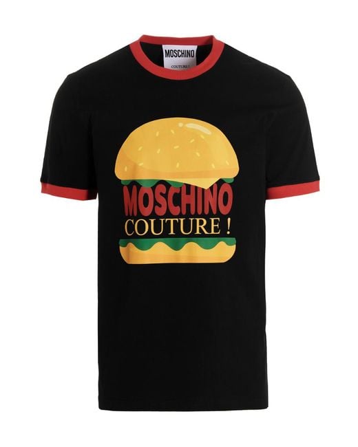 Moschino Black Graphic-Print Crew-Neck T-Shirt for men