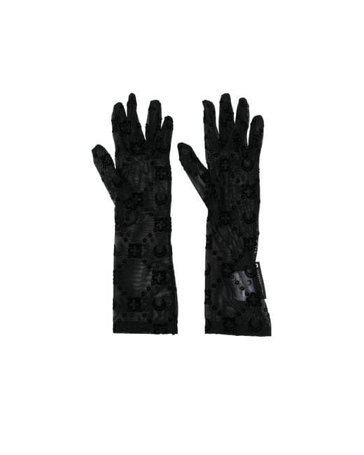MARINE SERRE Black Flocked-Monogram Gloves