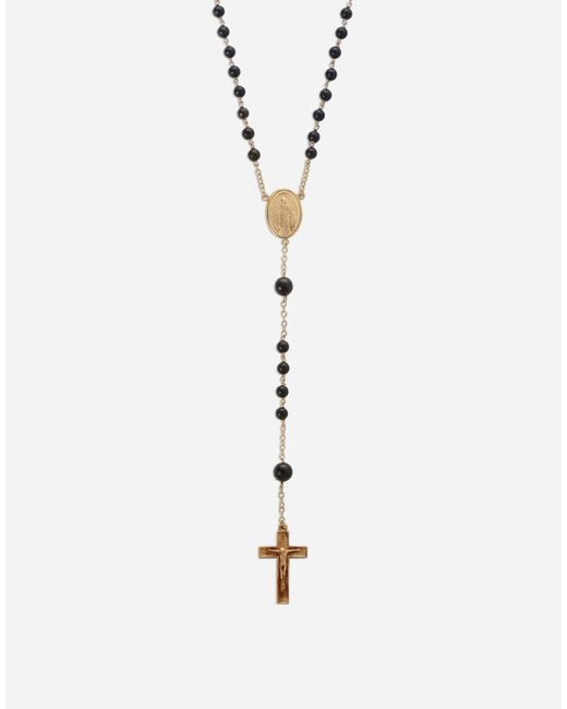 Dolce & Gabbana White 18Kt Sapphire Rosary Necklace for men
