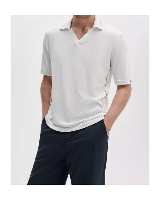 Rag & Bone White Silk-Cotton Blend Johnny-Collar Polo Shirt for men