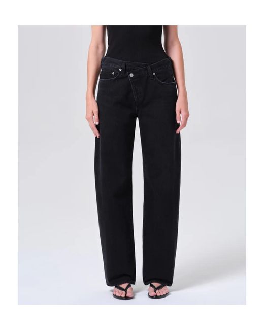 Agolde Black Arc Criss Cross Curved Leg Jeans