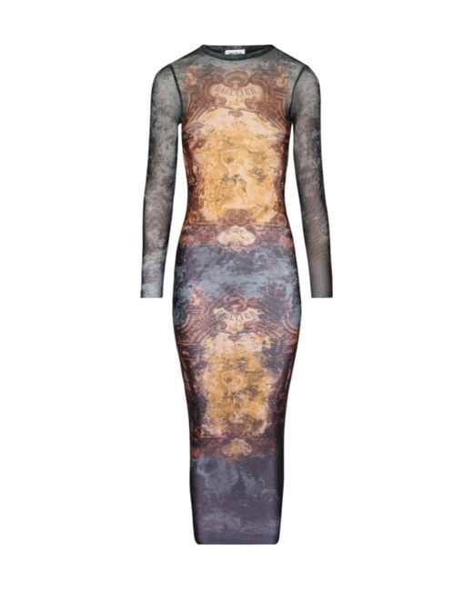 Jean Paul Gaultier White Printed Long Sleeve Dress