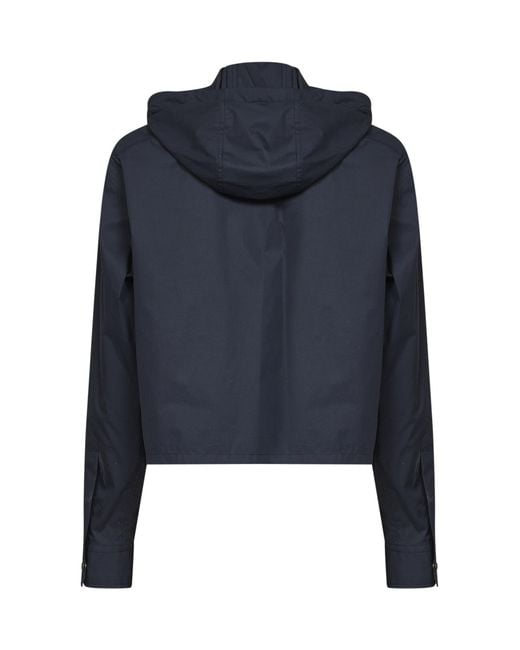 Moncler Blue Drawstring Hooded Shirt Jacket