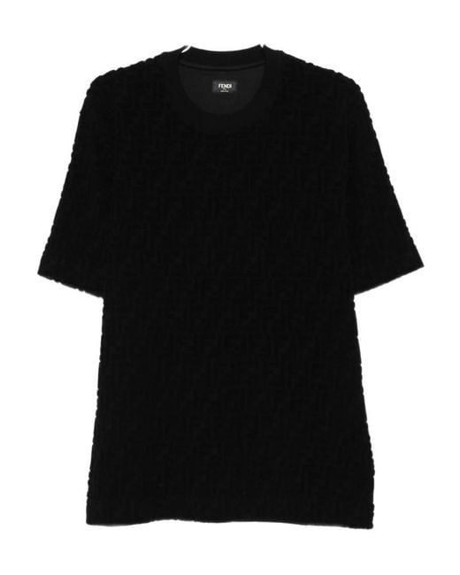 Fendi Black Ff Terry Crewneck T-Shirt for men