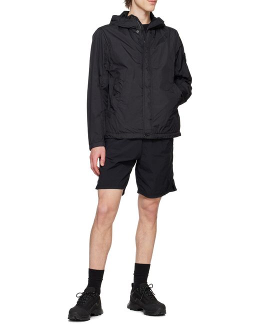 Stone Island Black Compass-Badge Hooded Jacket for men