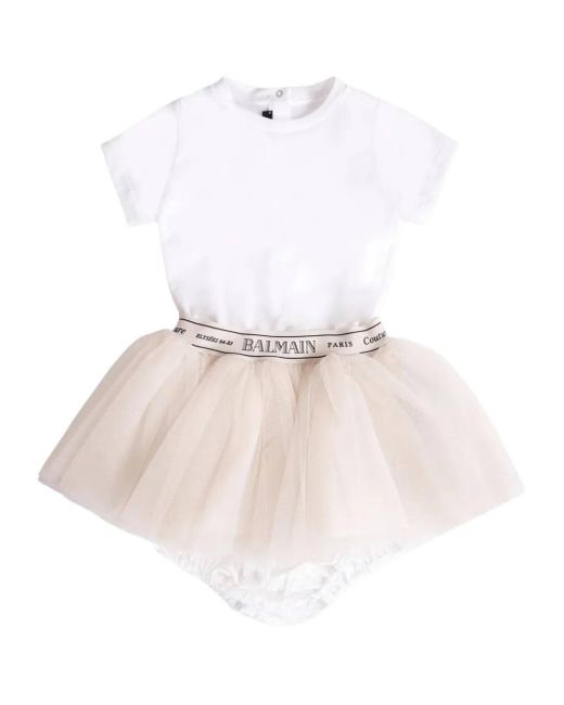 Balmain White Tulle Panelled Dress