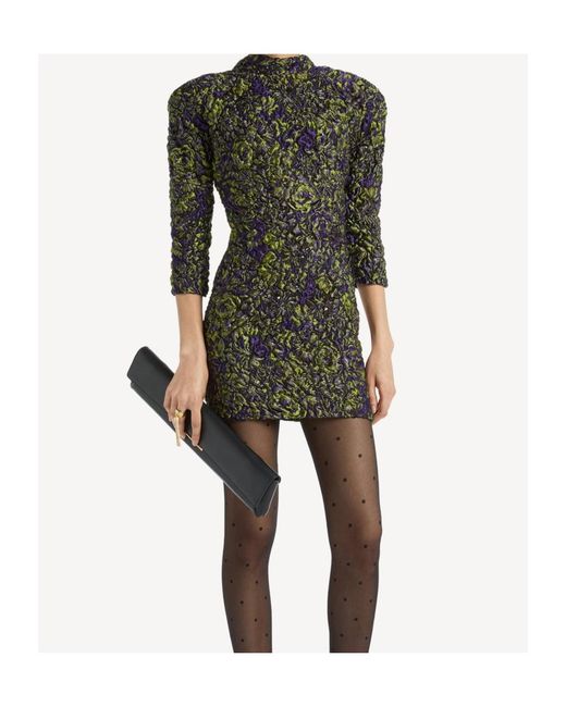 Balmain Black Cloqué Jacquard Dress