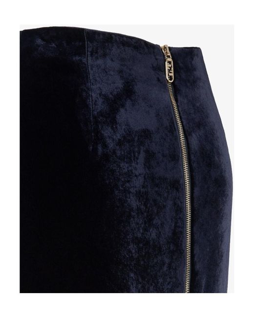 Fendi Blue Zip-Detailed Velvet Skirt