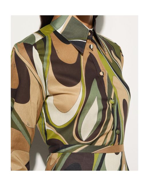 Emilio Pucci Green Pucci Onde Printed Button-Up Shirt