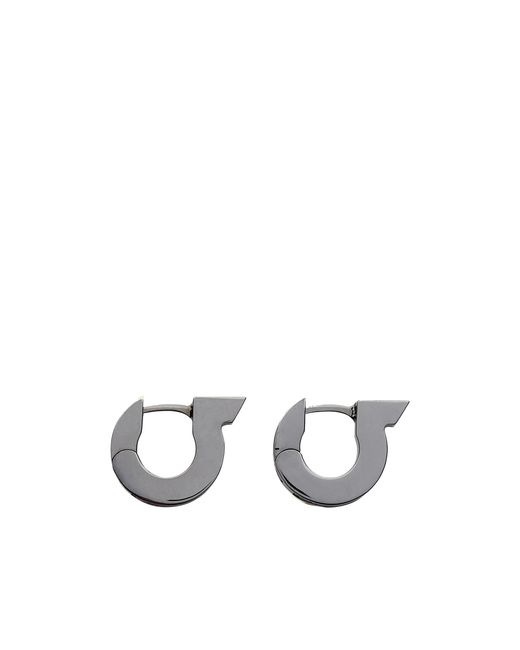 Ferragamo White Gancini Crystal Earrings