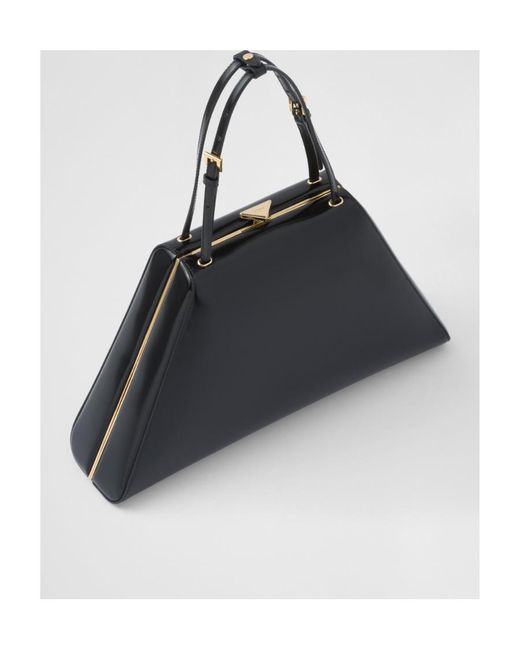 Prada Black Medium Brushed Leather Handbag