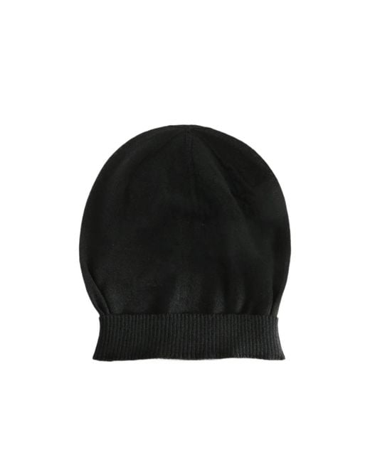 Rick Owens Black Ribbed-Trim Beanie Hat for men