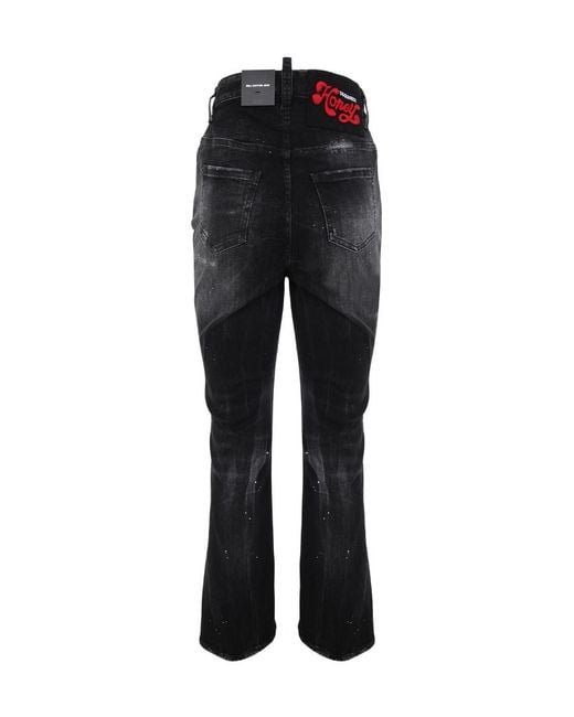 DSquared² Black Flared Distressed Jeans