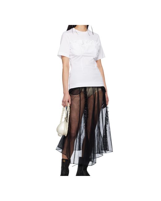 Simone Rocha White Balconette Bust Detail T-Shirt