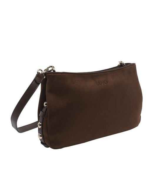 Liu Jo Brown Logo Logo-Embossed Zipped Shoulder Bag