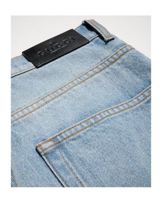 Gucci Blue Bleached Stone Washed Denim Pants for men
