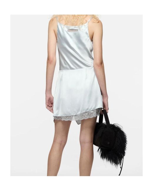 Acne White Ruffled Satin Skirt