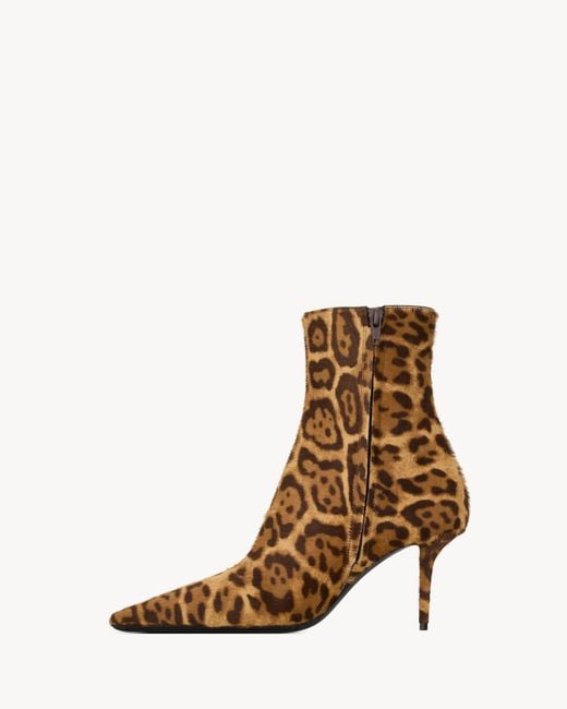 Saint Laurent Brown Pony Hair Ashley Ankle Boots 75
