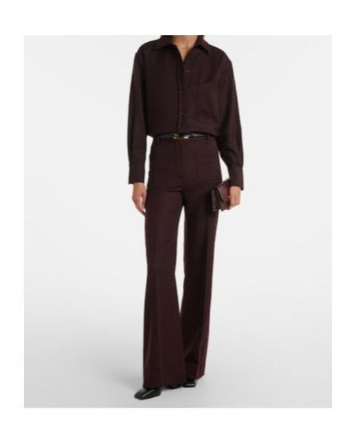 Victoria Beckham Purple Alina Virgin Wool Wide-Leg Pants