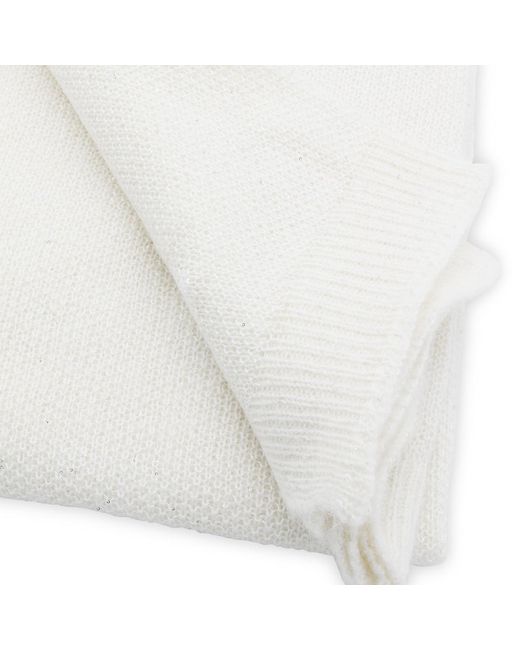 Fabiana Filippi White Sequin Embellished Knitted Scarf