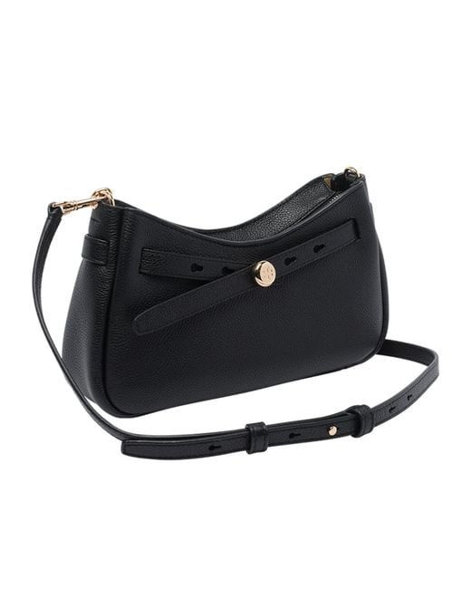 Tory Burch Black Logo Plaque Zipped Shoulder Bag