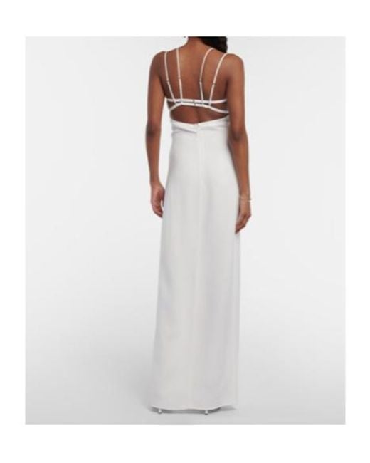 Nensi Dojaka White Bridal Cutout Crepe Gown