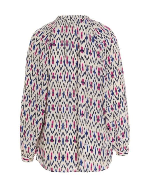 Isabel Marant White Geometric Long-Sleeve Blouse