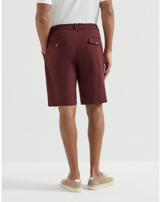 Brunello Cucinelli Red Chevron Bermuda Shorts for men