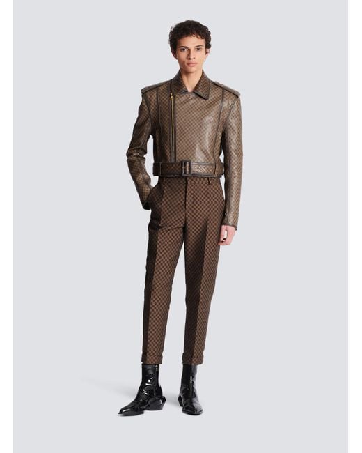 Balmain Gray Straight Casual Pants for men