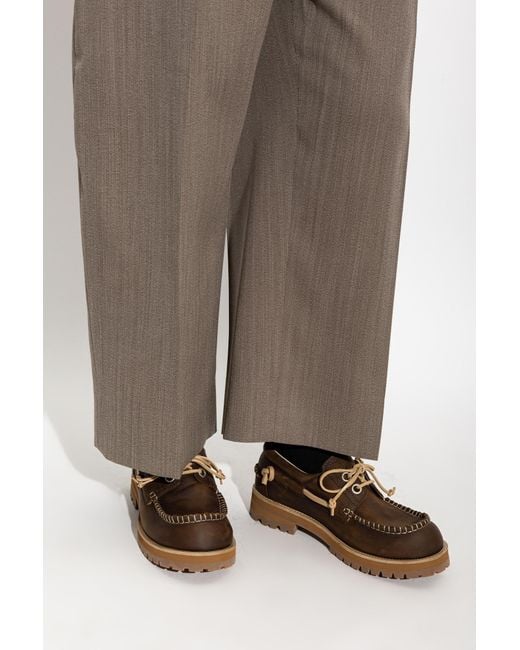 Moschino Brown Whipstitch Lug-Sole Boat Shoes for men